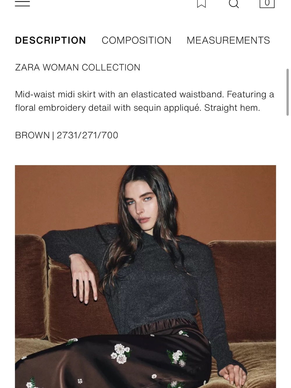 Zara NWT ZW Collection Limited Edition sequin embroidered midi skirt 2731/271 - Picture 11 of 14
